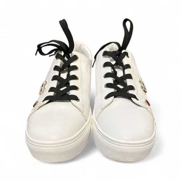 Karl Lagerfeld 9.5 pinned Cambie Women’s Sneakers White Logo low top - Picture 11 of 12